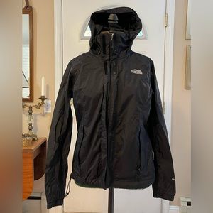Womens NORTH FACE Black Hyvent Vented Hooded Rain Snow Lined Jacket Small Used